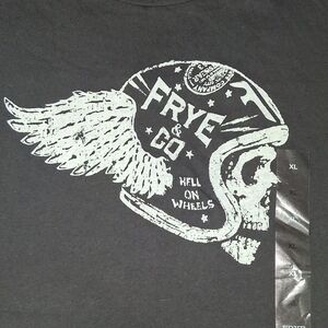 New Frye And Co Motorcycle Boots Skull Helmet Shirt Biker Tee